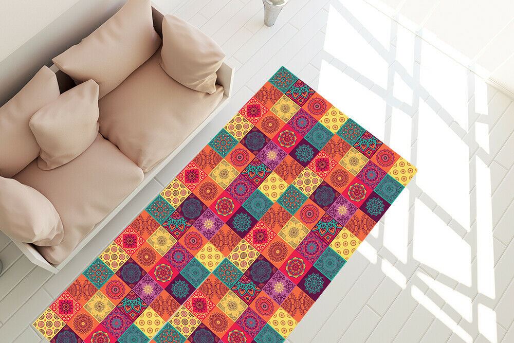 WFM6109 - Colourful Mandala Tiles Rug Mat 120cm x 60 cm