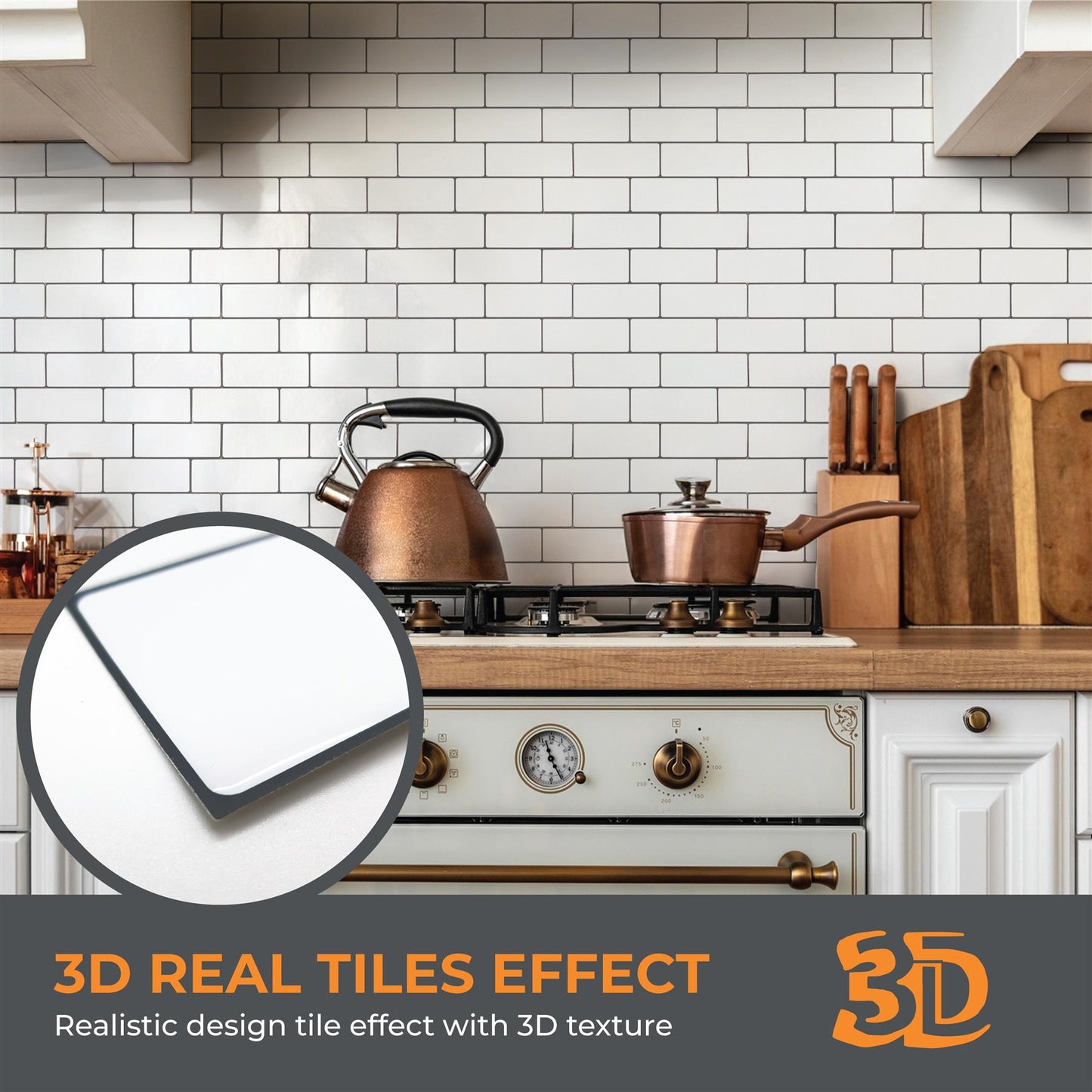 London Minimalist Brilliant White Glossy 3D Tile 30.5 x 30.5cm - 6 pcs
