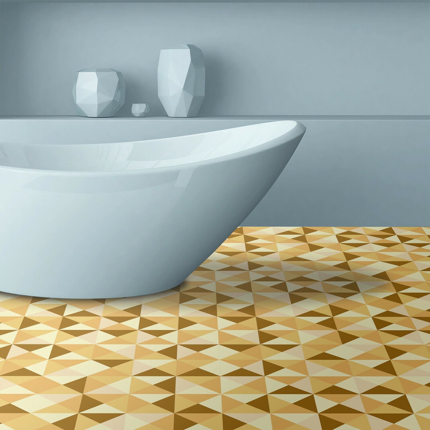 WFS6026 - Abstract Geometric Pattern Champagne Color Palette Floor Stickers 120cm x 60 cm