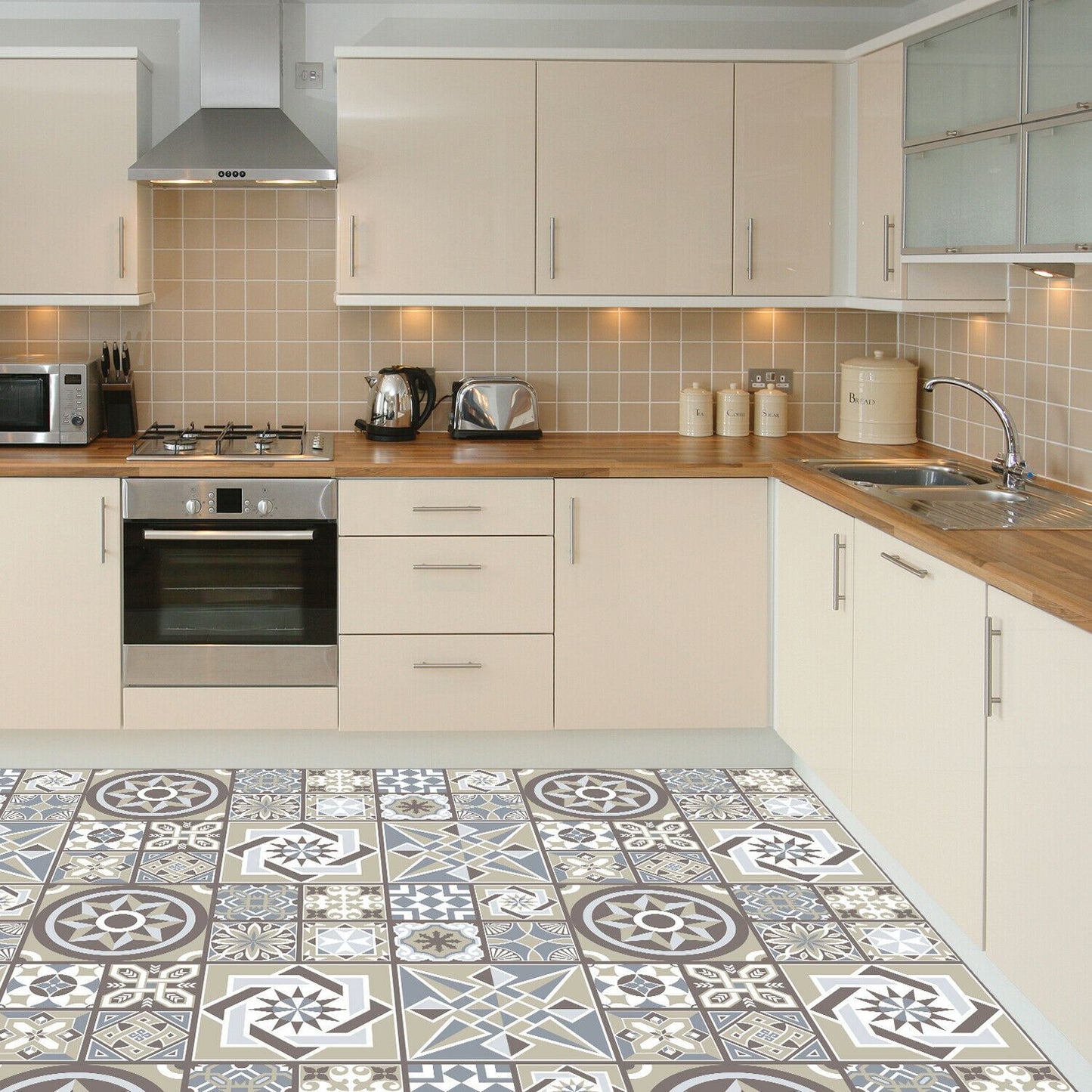 WFS6011 - Limestone Spanish Tiles Melange Floor Sticker 120cm x 60 cm