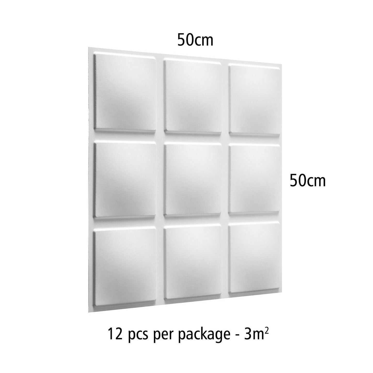 W3DP0007 - GA-WA07 Cubes Eco Friendly 3D Wall Panels Decorative Tiles - 50x50 cm - 12 Boards (for 3 sqm2)