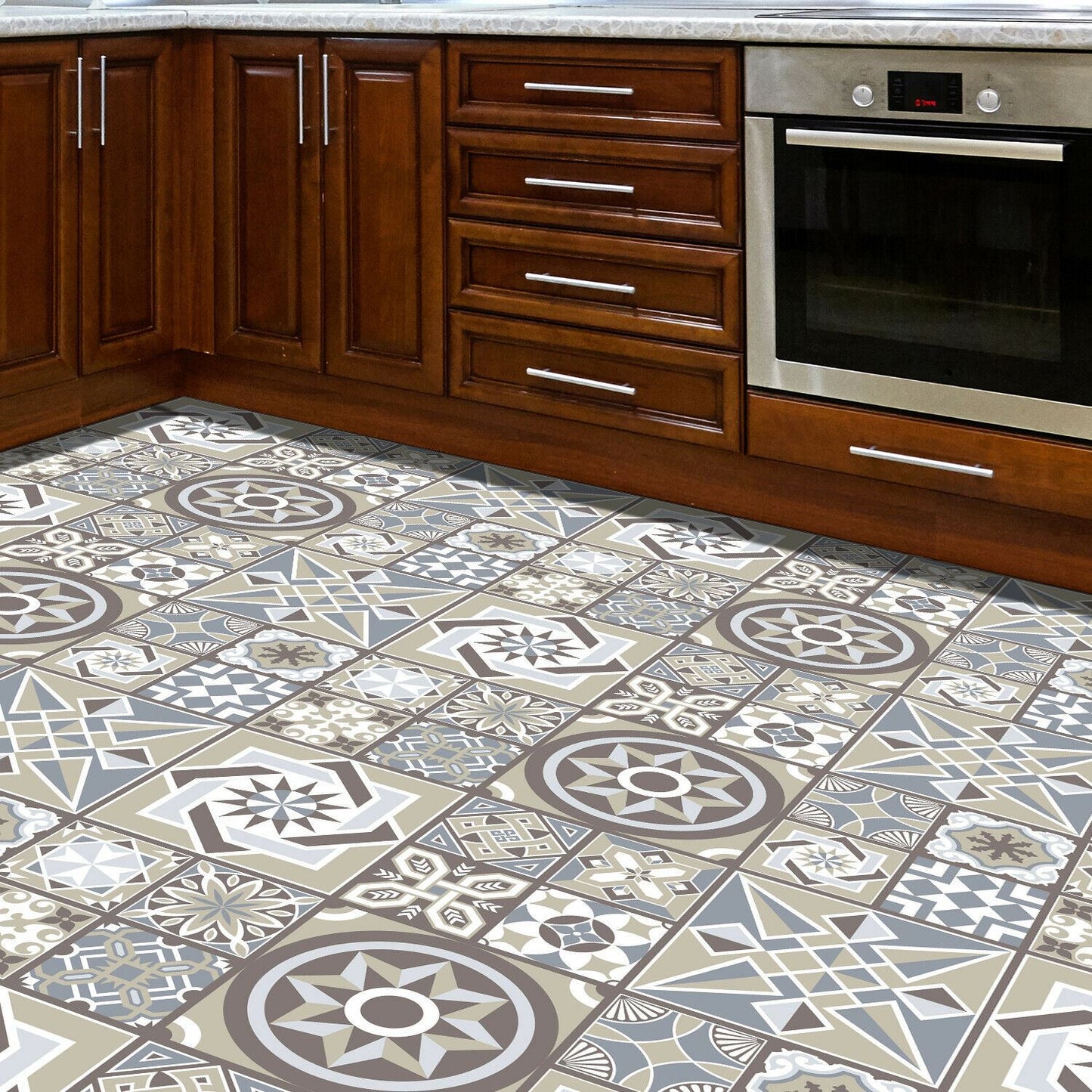 WFS6011 - Limestone Spanish Tiles Melange Floor Sticker 120cm x 60 cm