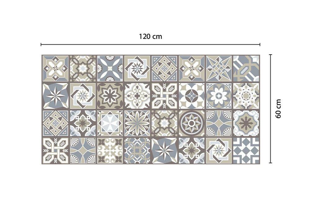 WFM6102 - Limestone Spanish Tiles Vinyl Rug Mat 120cm x 60 cm