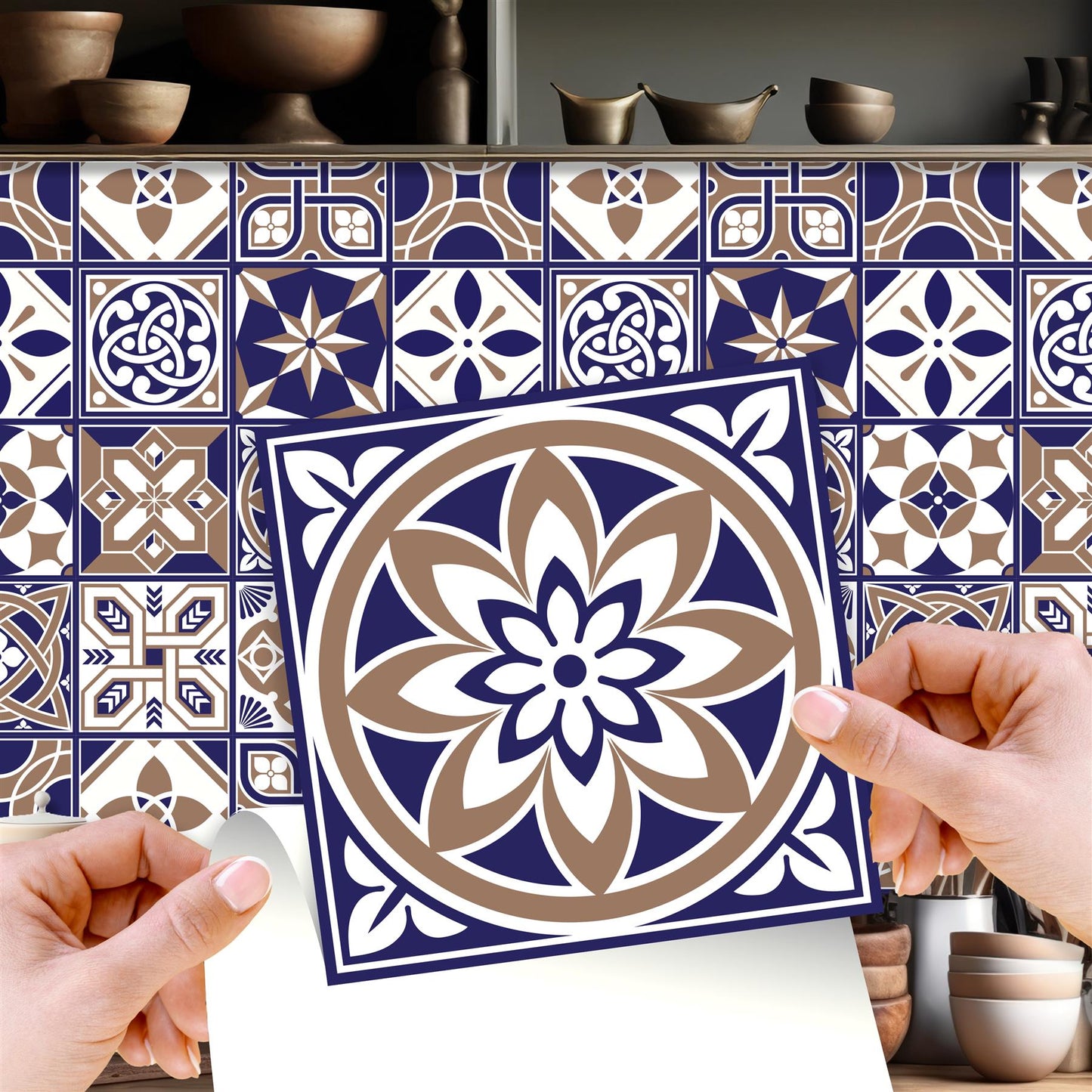 WT1507 - Royal Tiles Wall Stickers - 15 cm x 15 cm - 24 pcs.