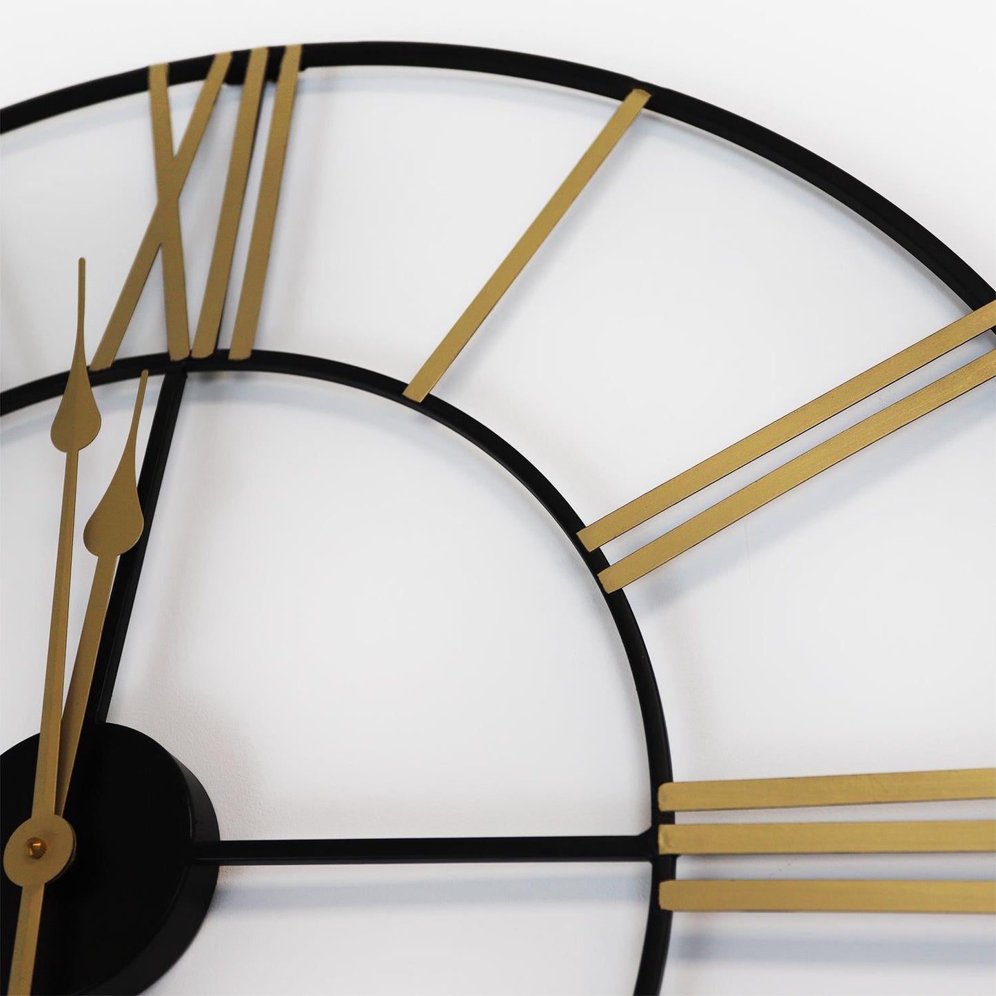 WC2129 - Rustic Industrial Slim Black and Gold Iron Wall Clock - 73 cm / 28.7 in