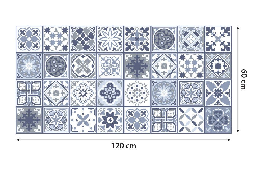 WFS6003 - Lisbon Blue Tiles Floor Sticker 120cm x 60 cm
