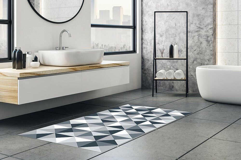 WFM6132 - Abstract Geometric Pattern Ash Color Palette Rug Mat 120cm x 60 cm