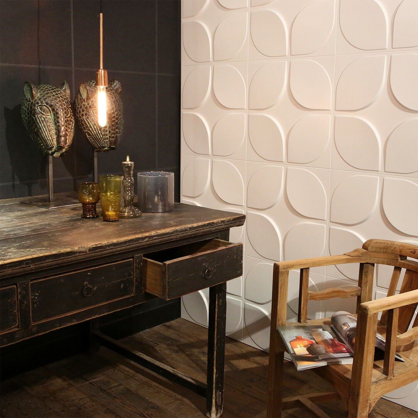 W3DP0006 - GA-WA06 Sweeps Eco Friendly 3D Wall Panels Decorative Tiles - 50x50 cm - 12 Boards (for 3 sqm2)