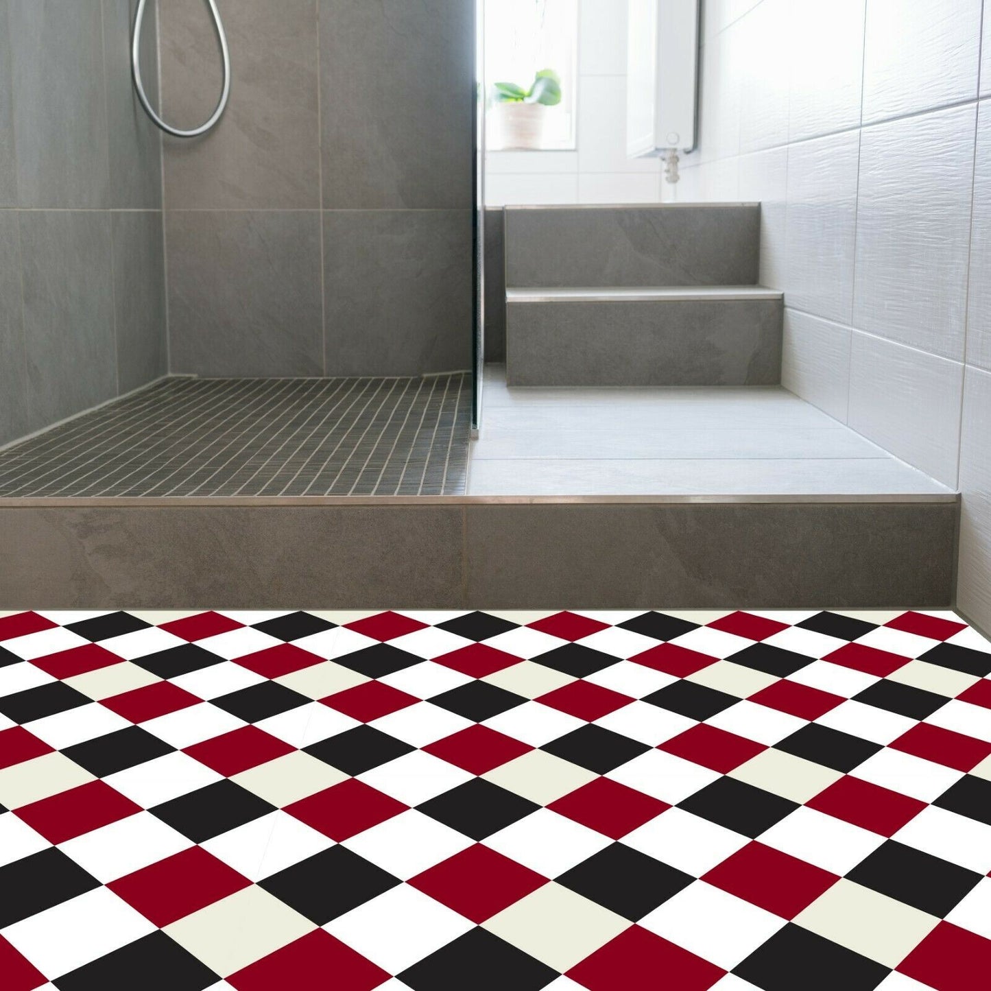 WFS6025 - Victorian Diamond Tiles Floor Stickers 120cm x 60 cm