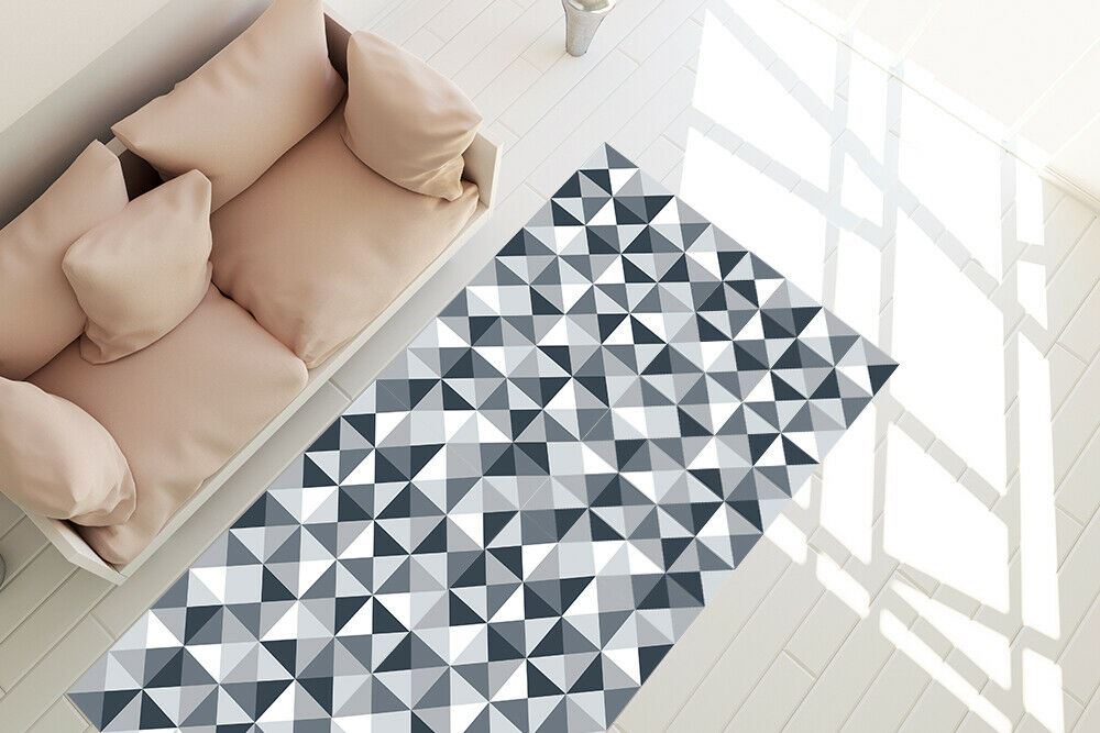 WFM6132 - Abstract Geometric Pattern Ash Color Palette Rug Mat 120cm x 60 cm