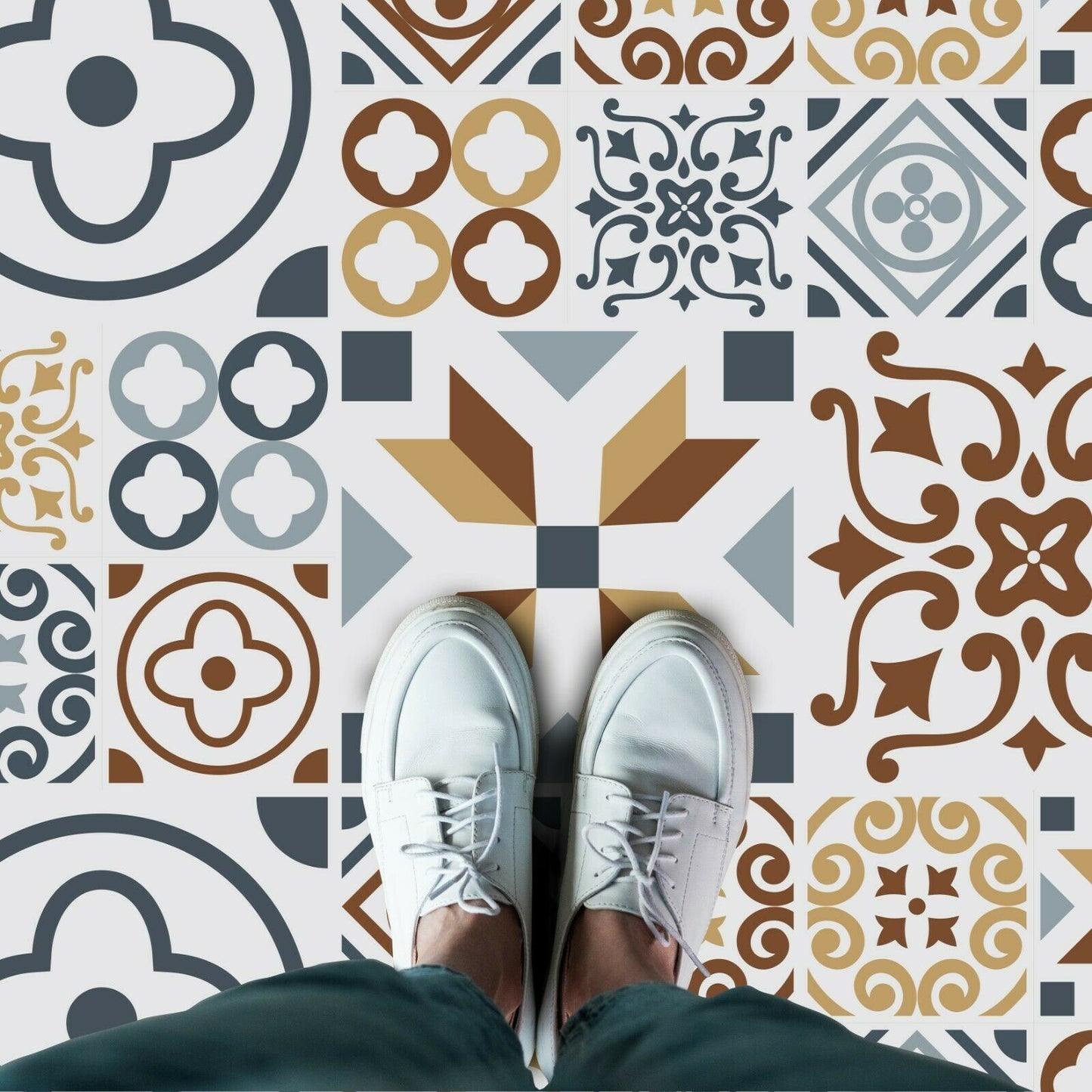 WFS6013 - Azulejo Tiles Melange Floor Sticker 120cm x 60 cm