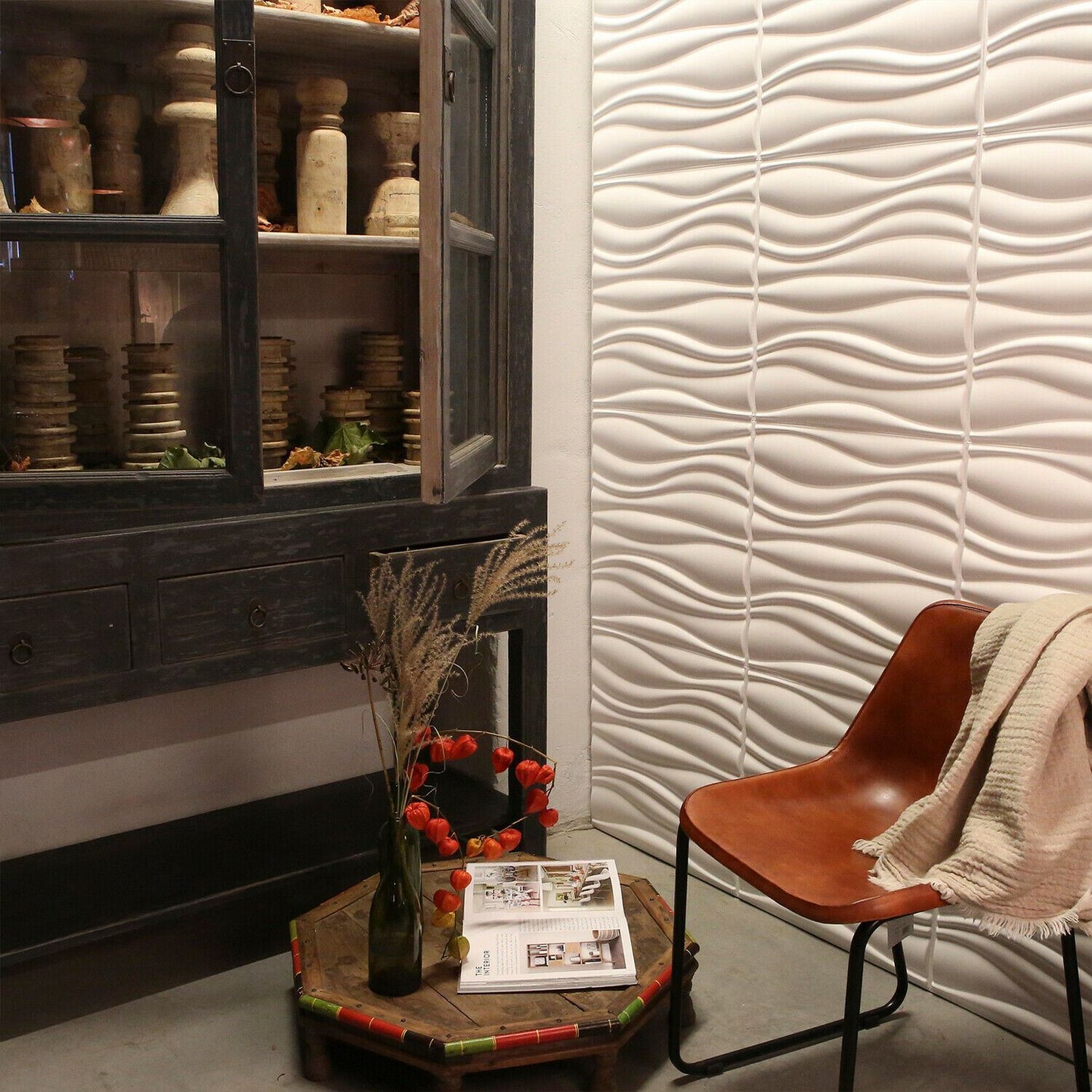 W3DP0004 - GA- WA04 Waves Eco Friendly 3D Wall Panels Decorative Tiles - 50x50 cm - 12 Boards (for 3 sqm2)