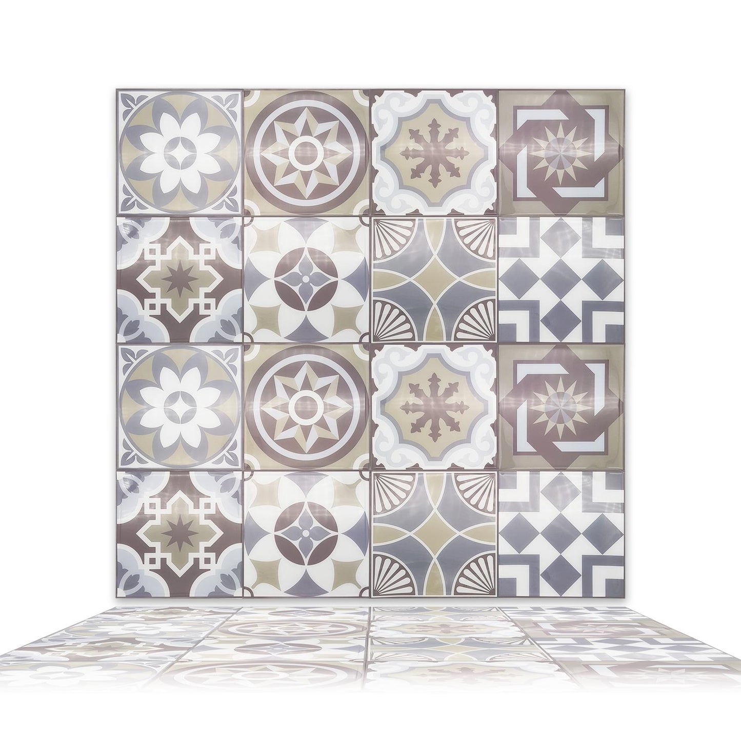 Limestone Spanish Glossy 3D Sticker Tile 15.4cm (6 in) - 16pcs in a pack