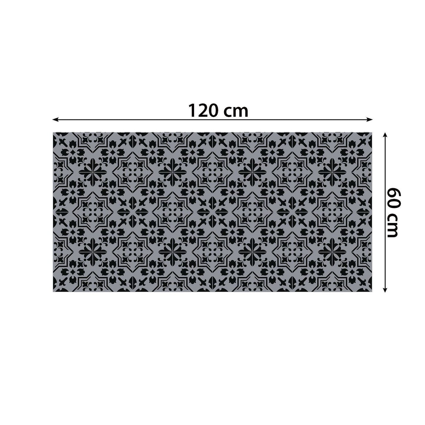 WFS6019 - Dark Cement Seamless Floral Pattern Floor Stickers 120cm x 60 cm