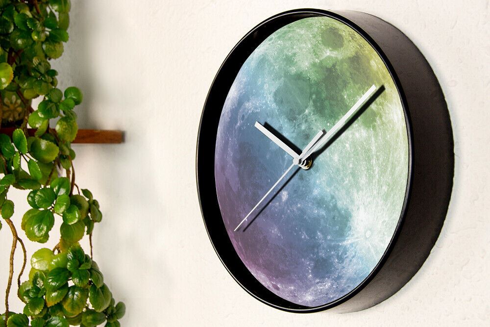 WC2097 - Glow in Dark Colourful Moon Wall Clock - 25 cm / 9.8 in