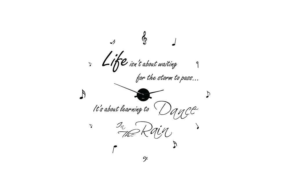 WC2109 - COM - WS4003 + WC2050 - Dance in The Rain Quote Wall Clock