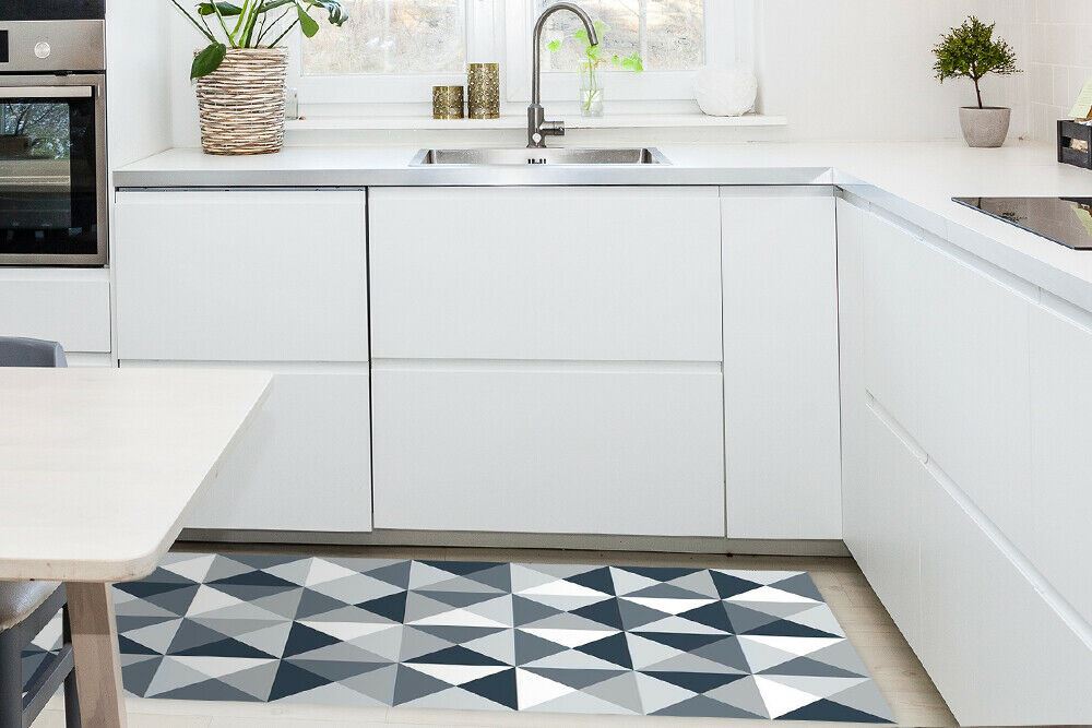 WFM6132 - Abstract Geometric Pattern Ash Color Palette Rug Mat 120cm x 60 cm