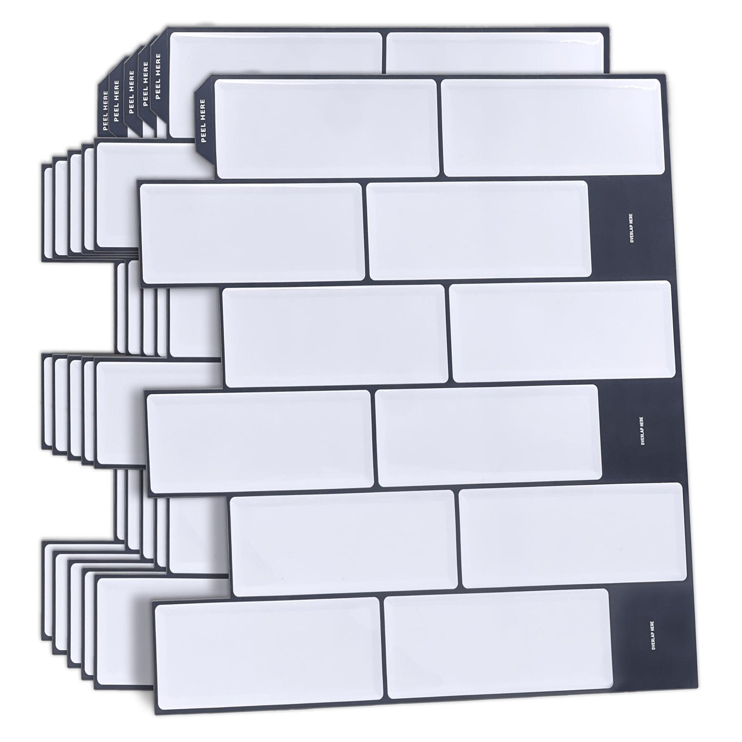 White Metro Glossy 3D Sticker Tile 12 x 12 inches / 30.5 x 30.5 cm - 6pcs in a pack