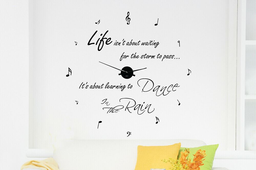 WC2109 - COM - WS4003 + WC2050 - Dance in The Rain Quote Wall Clock