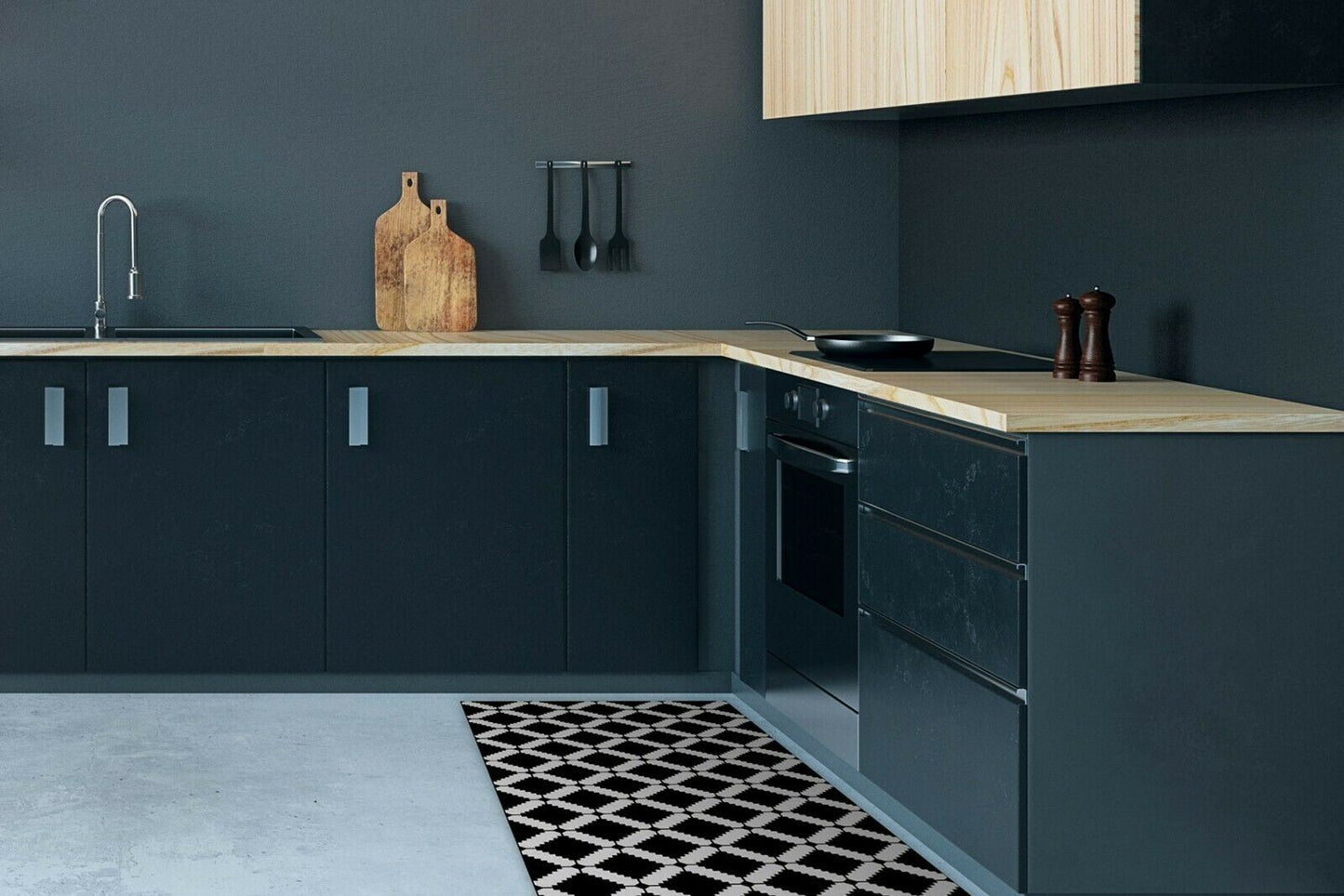 WFM6124 - Modern Geometric Stencil Pattern Rug Mat 120cm x 60 cm