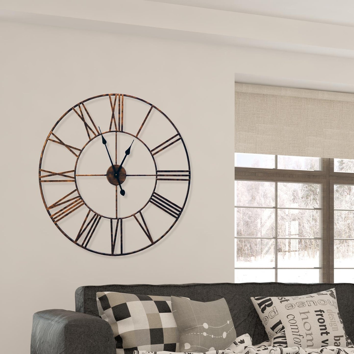 WC2148 - Classic Rustic Copper Vintage Roman Wall Clock - 73 cm / 28.7 in