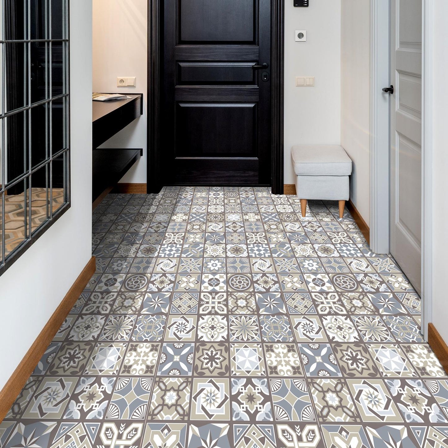 WFS6002 - Limestone Spanish Tiles Floor Stickers 120cm x 60 cm