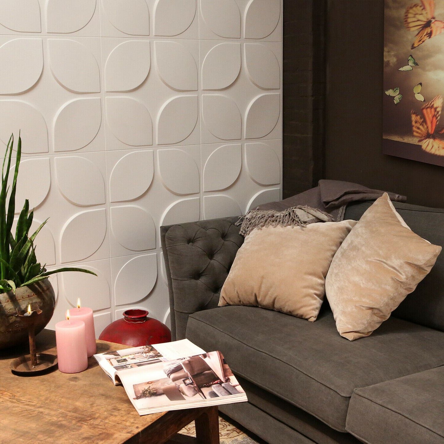 W3DP0006 - GA-WA06 Sweeps Eco Friendly 3D Wall Panels Decorative Tiles - 50x50 cm - 12 Boards (for 3 sqm2)