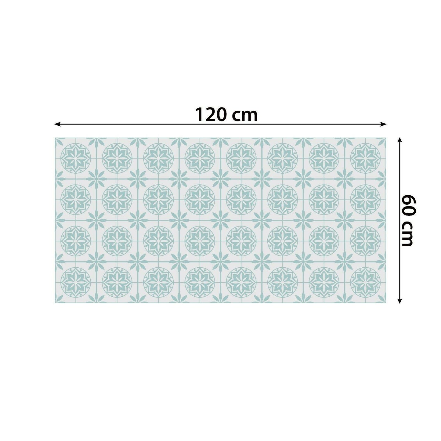 WFS6020 - Seamless Turquoise Shaded Floral Pattern Floor Stickers 120cm x 60 cm