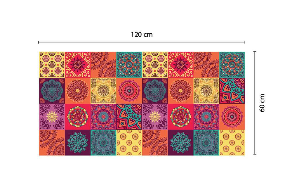 WFM6109 - Colourful Mandala Tiles Rug Mat 120cm x 60 cm