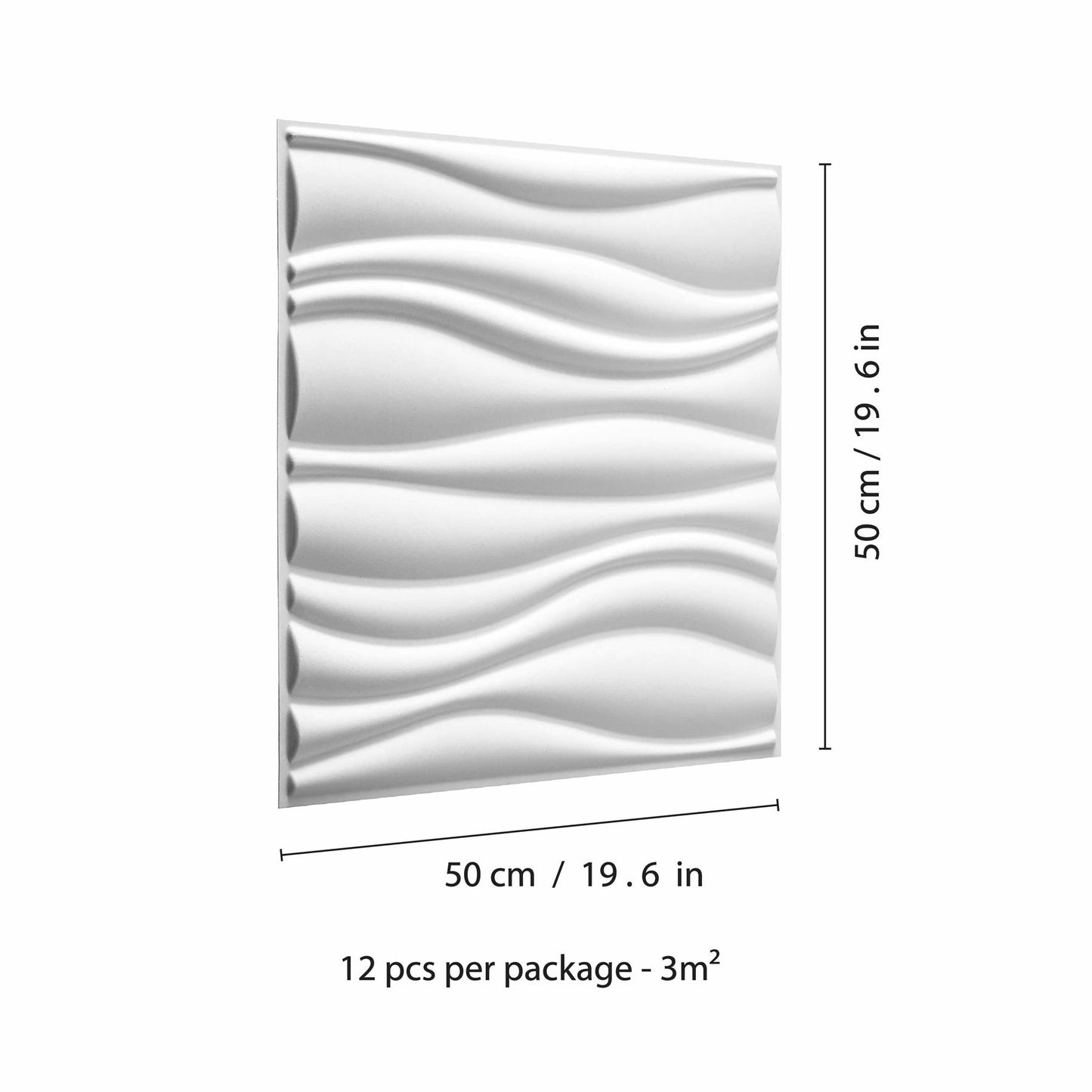 W3DP0004 - GA- WA04 Waves Eco Friendly 3D Wall Panels Decorative Tiles - 50x50 cm - 12 Boards (for 3 sqm2)