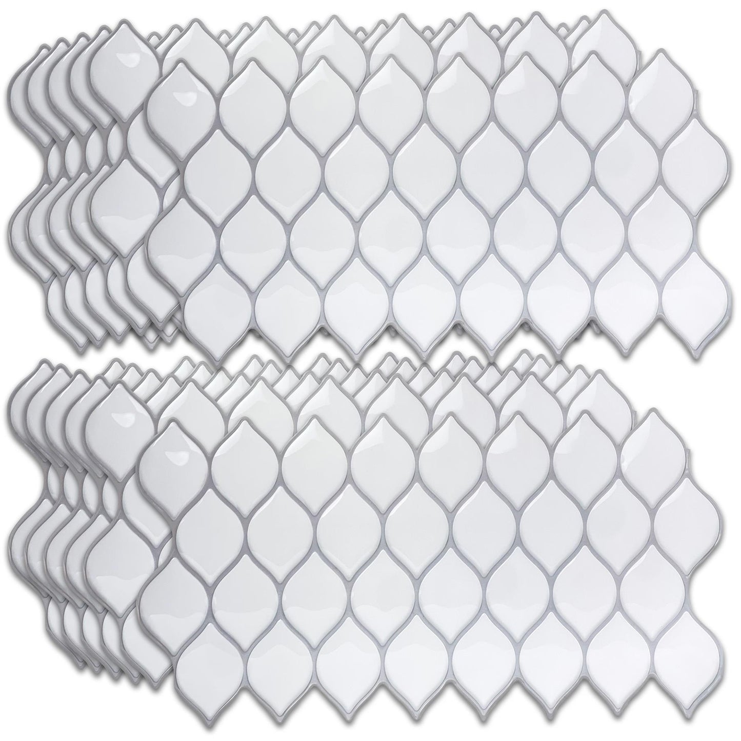 WT3D1817 - White Leaf Stone 3D Tile Sticker 30.5 x 15.4cm (12 x 6 in) - 20pcs in a pack