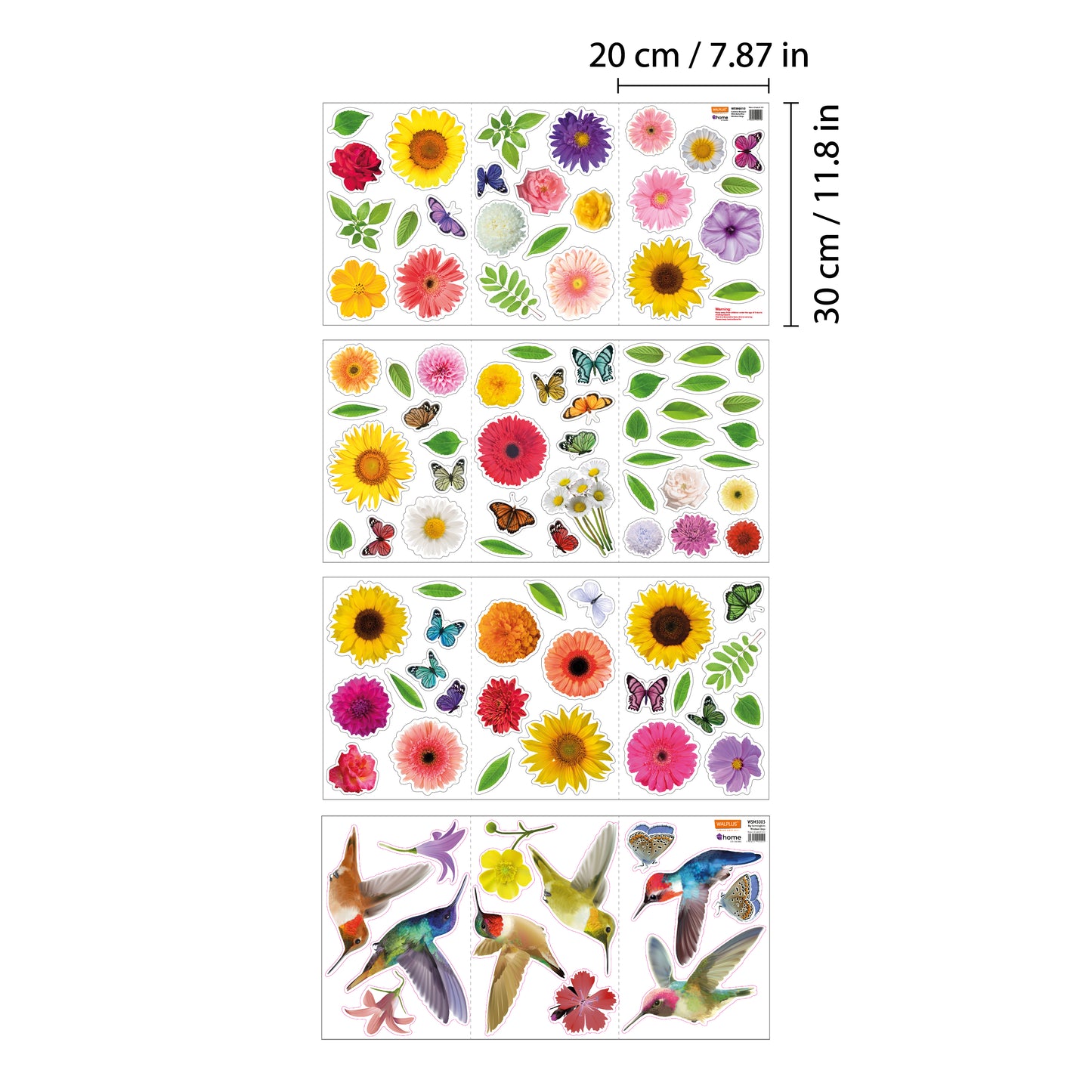 C2WSW023 - Huge Hummingbirds with Summer Bouquet With Butterflies Window Clings - WSW3003 + WSW6010