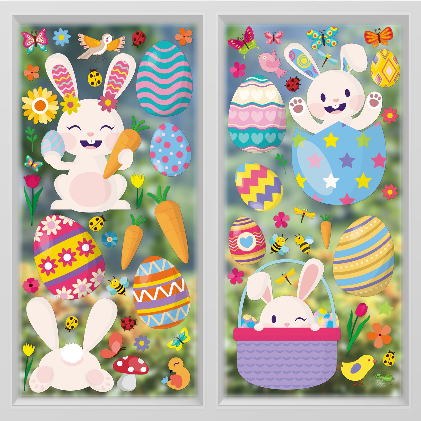WSW6001- Happy Bunnies Easter Window Clings