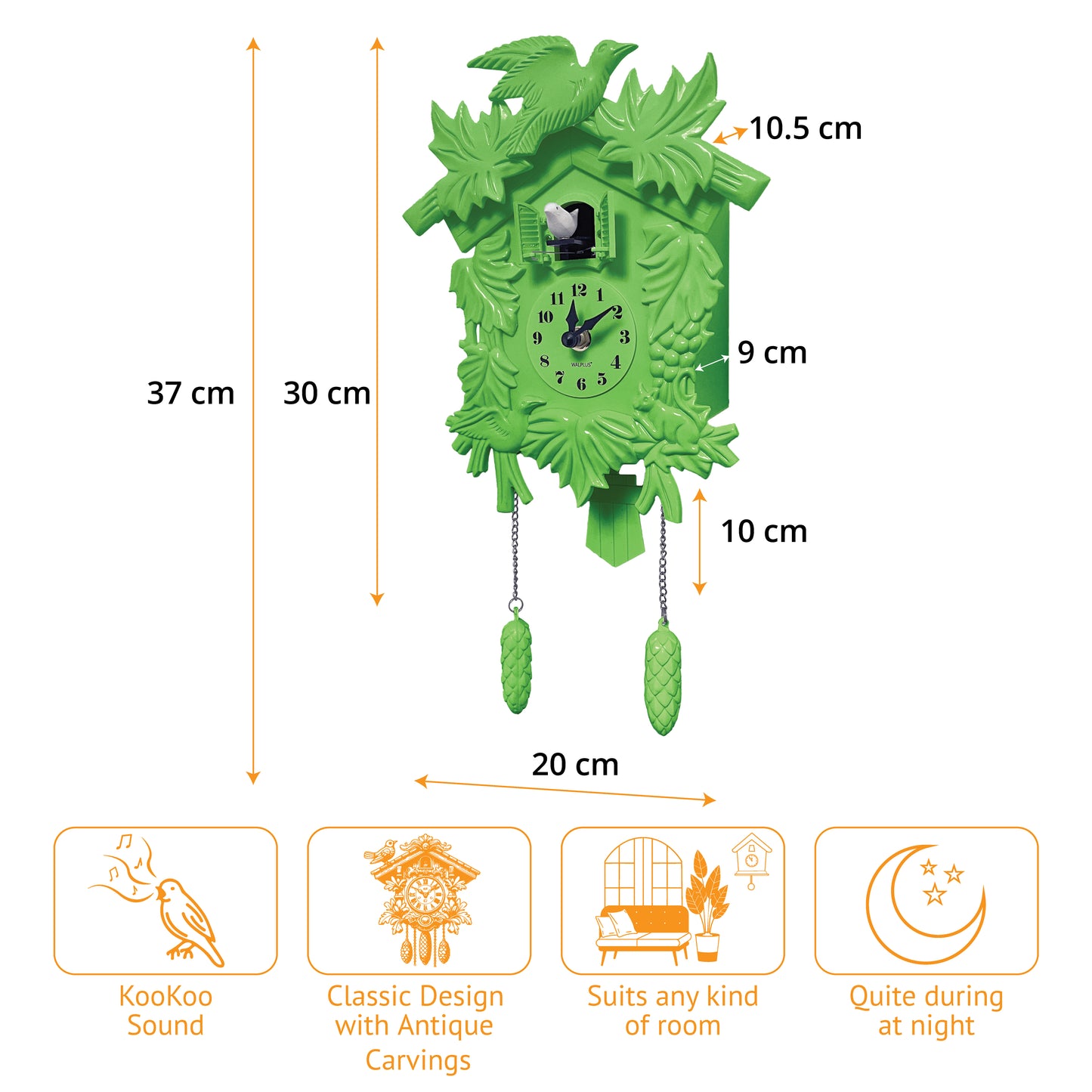 WC2055 - Green Vintage Cuckoo Clock