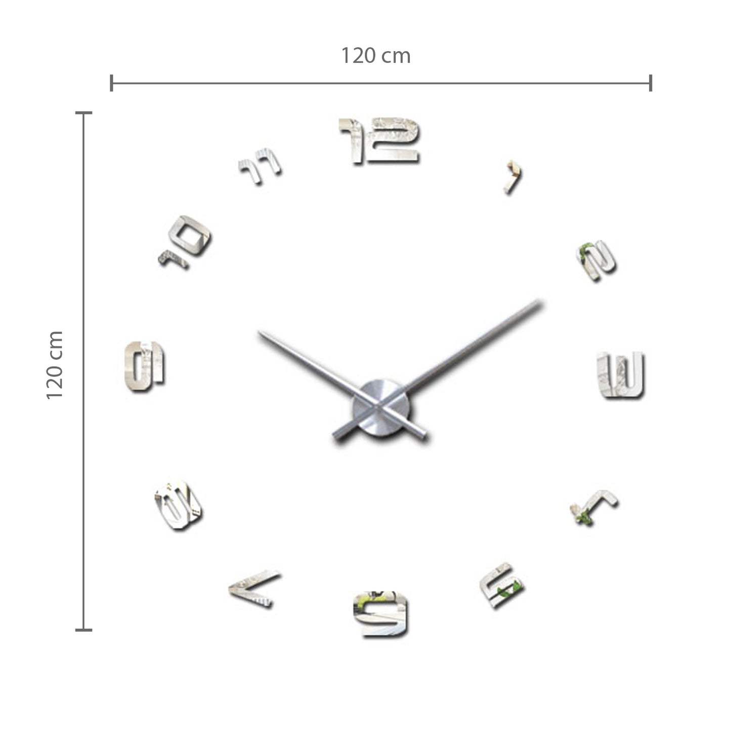 WC2059 - Luxury DIY Wall Clock - Silver Acrylic Arabic Numbers