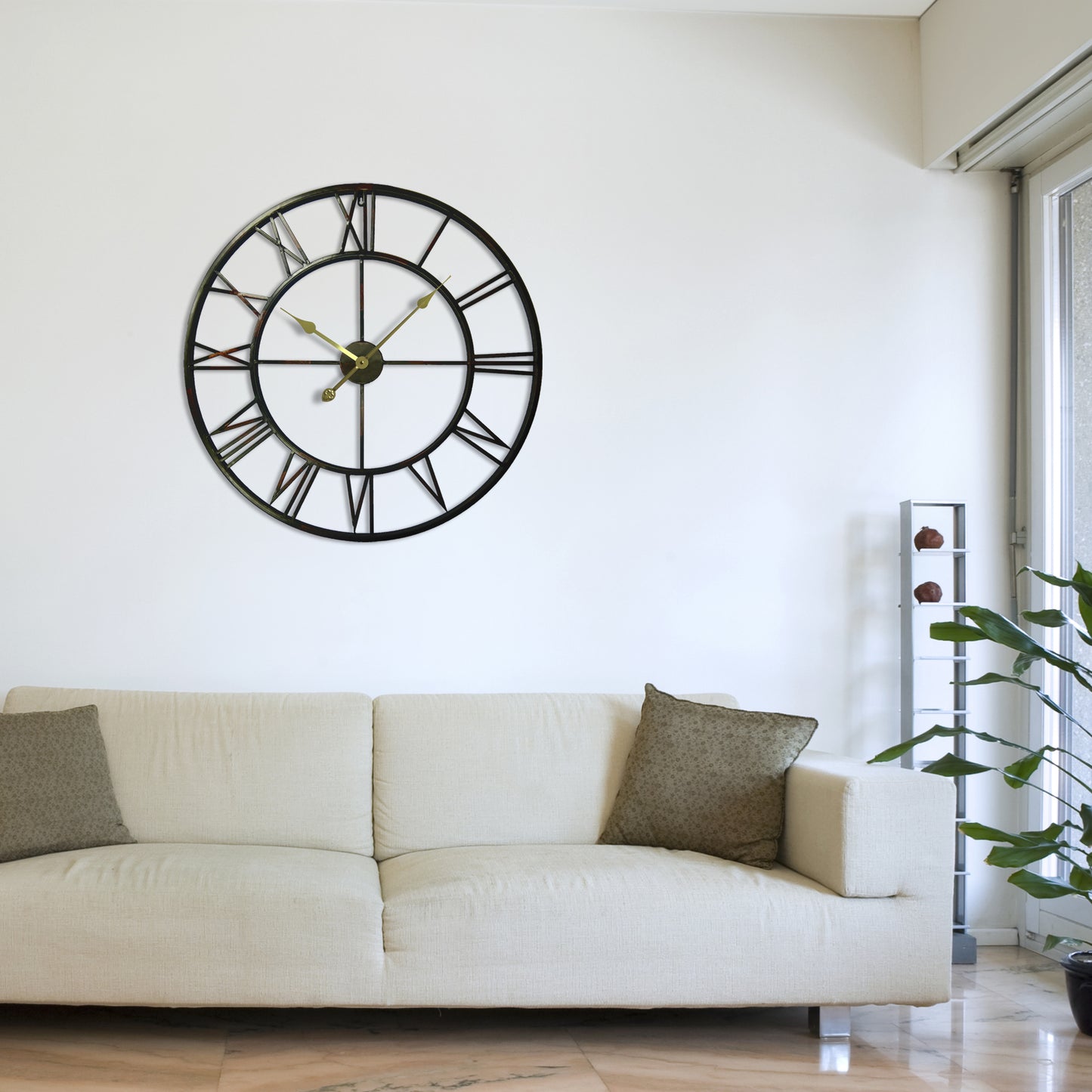 WC2063G Roman No. Iron Wall Clock Gold Hands - 76 cm / 30 in