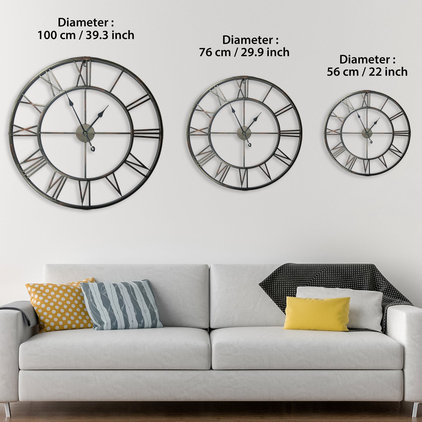 WC2063 - Roman No. Iron Wall Clock - 76 cm / 30 in