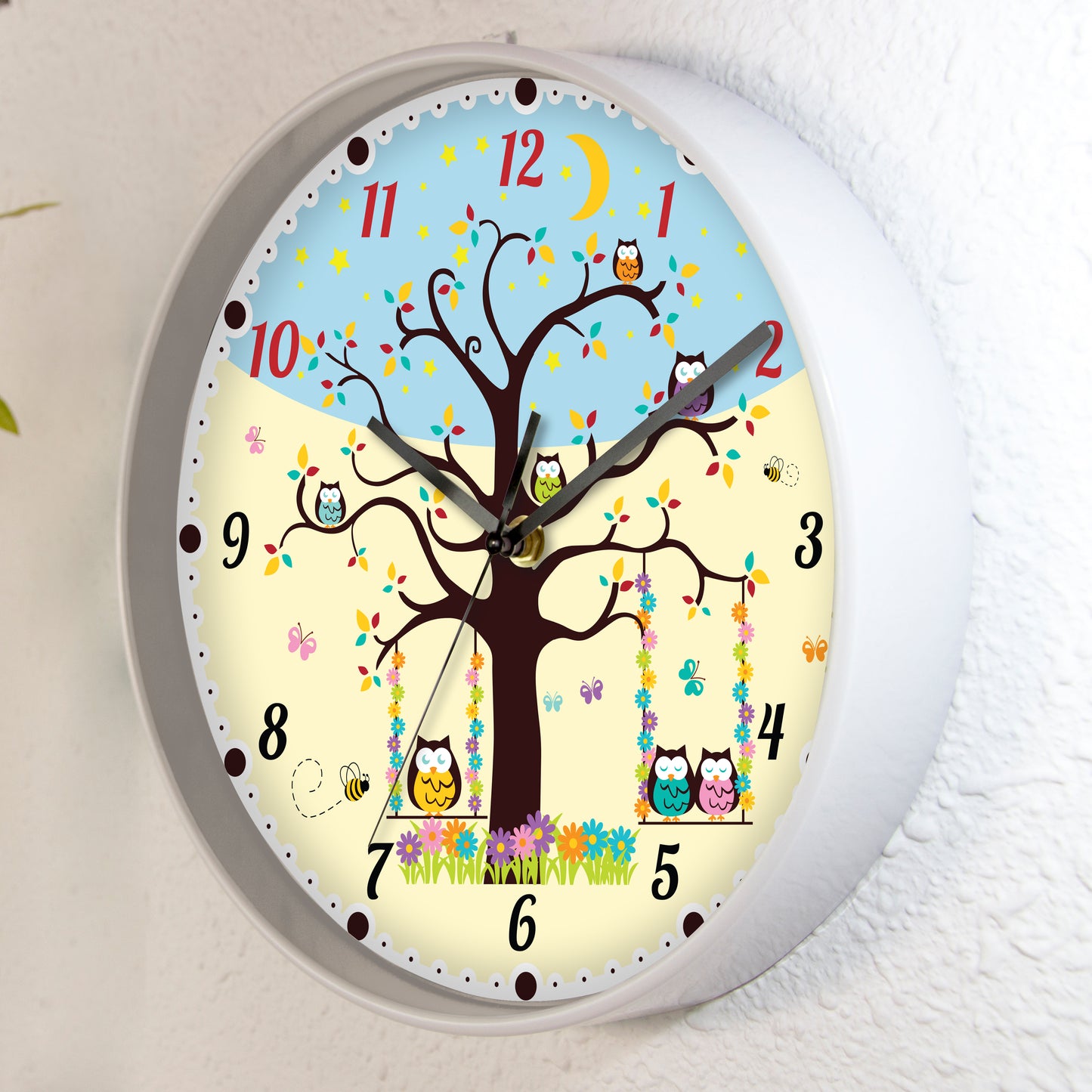 WC2072 - Sleepy Owls Children Clock - 25 cm / 9.8 in