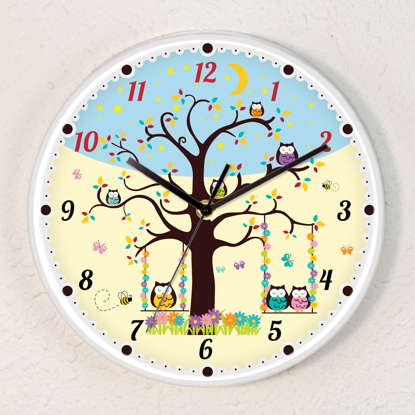 WC2072 - Sleepy Owls Children Clock - 25 cm / 9.8 in