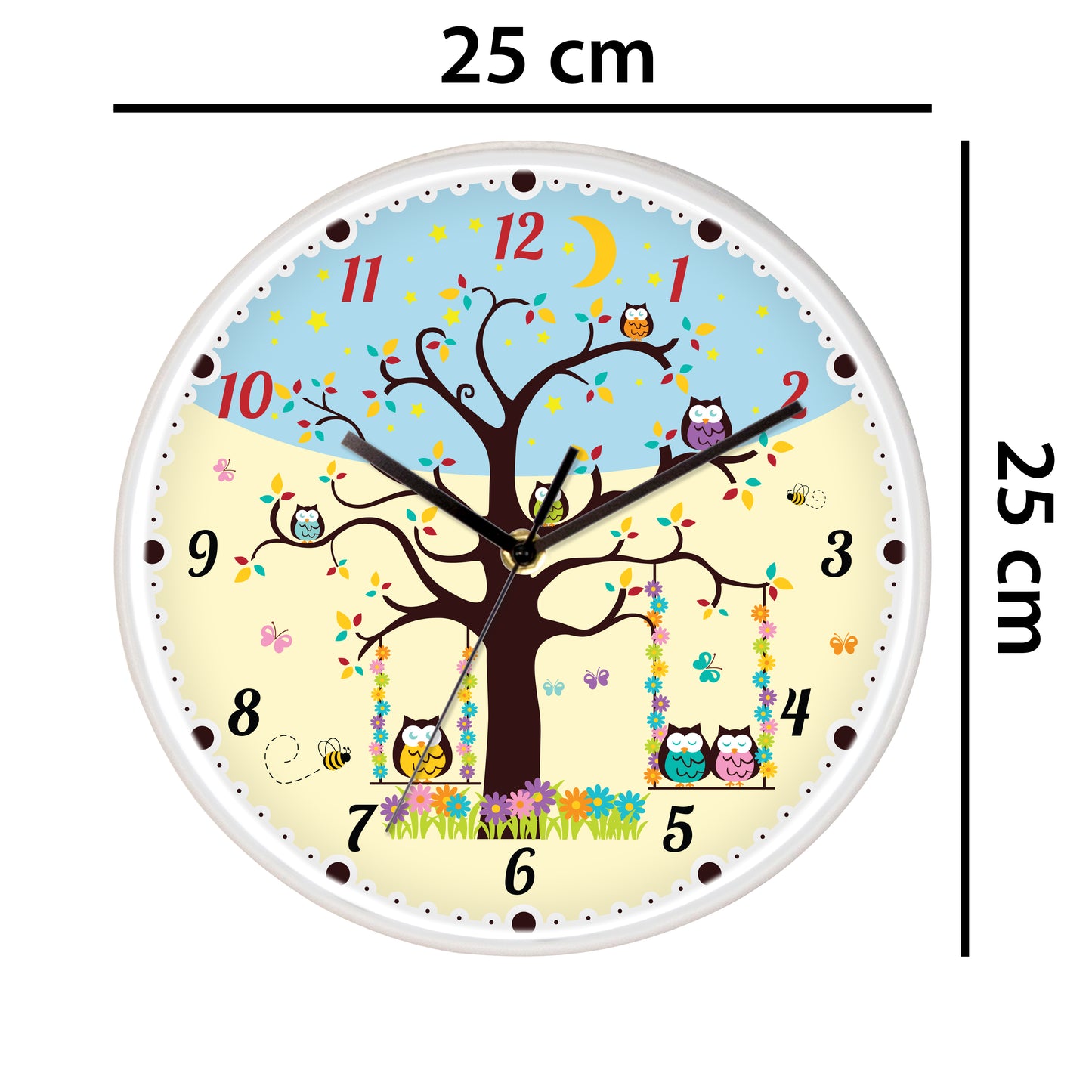 WC2072 - Sleepy Owls Children Clock - 25 cm / 9.8 in