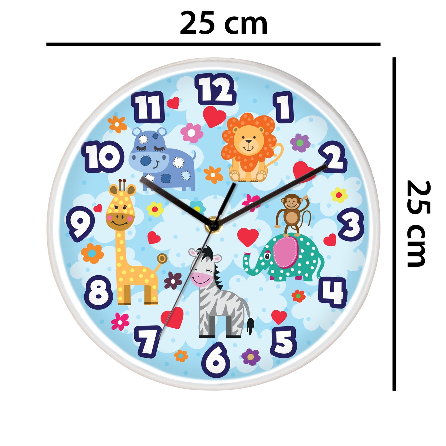WC2078 - Happy Animals Children Clock - 25 cm / 9.8 in