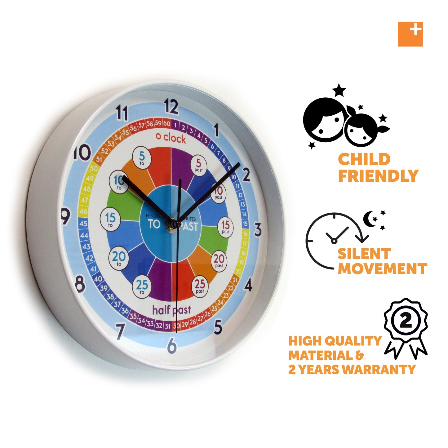 WC2121 - Colourful Kids Clock Learning - 25 cm / 9.8 in