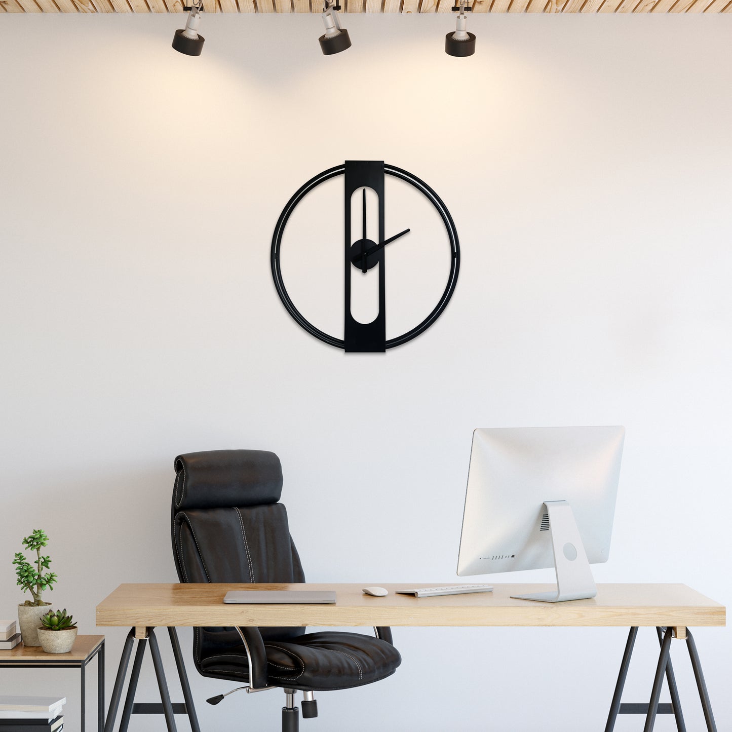WC2144 - Minimalist Black Modern Metal Wall Clock - 50 cm / 19.6 in