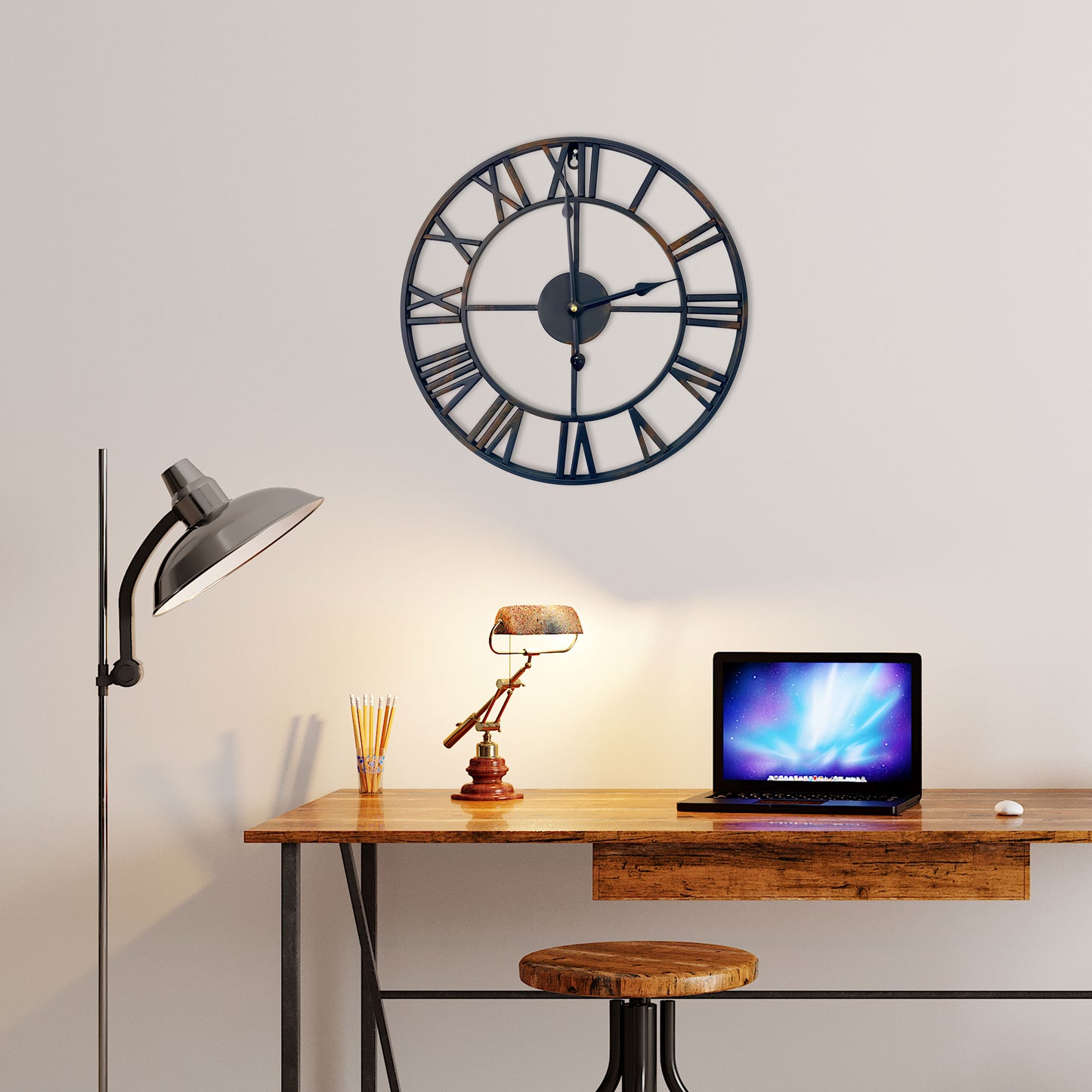 WC2147 - Vintage Rustic Roman Iron Wall Clock - 43 cm / 17 in
