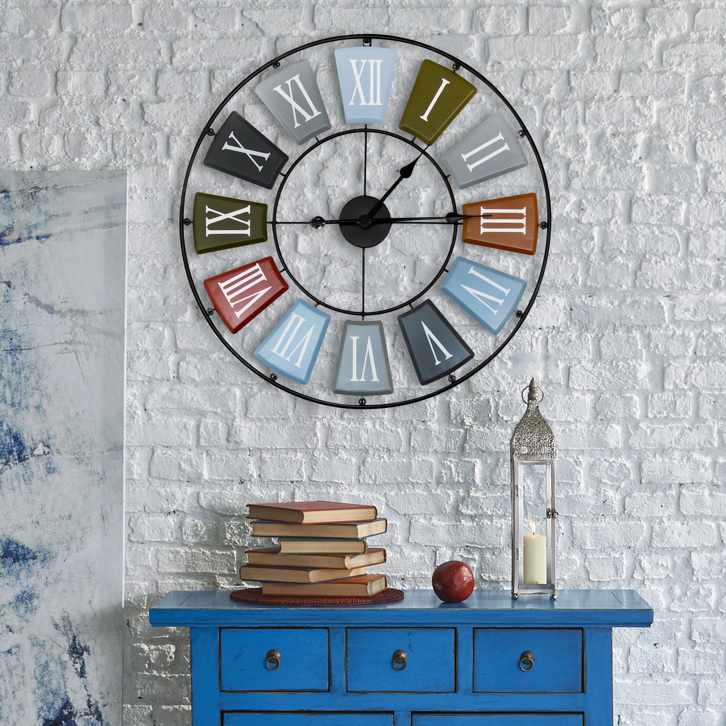 WC2149 - Earth Colours Skeleton Roman Wall Clock - 68 cm / 27 in