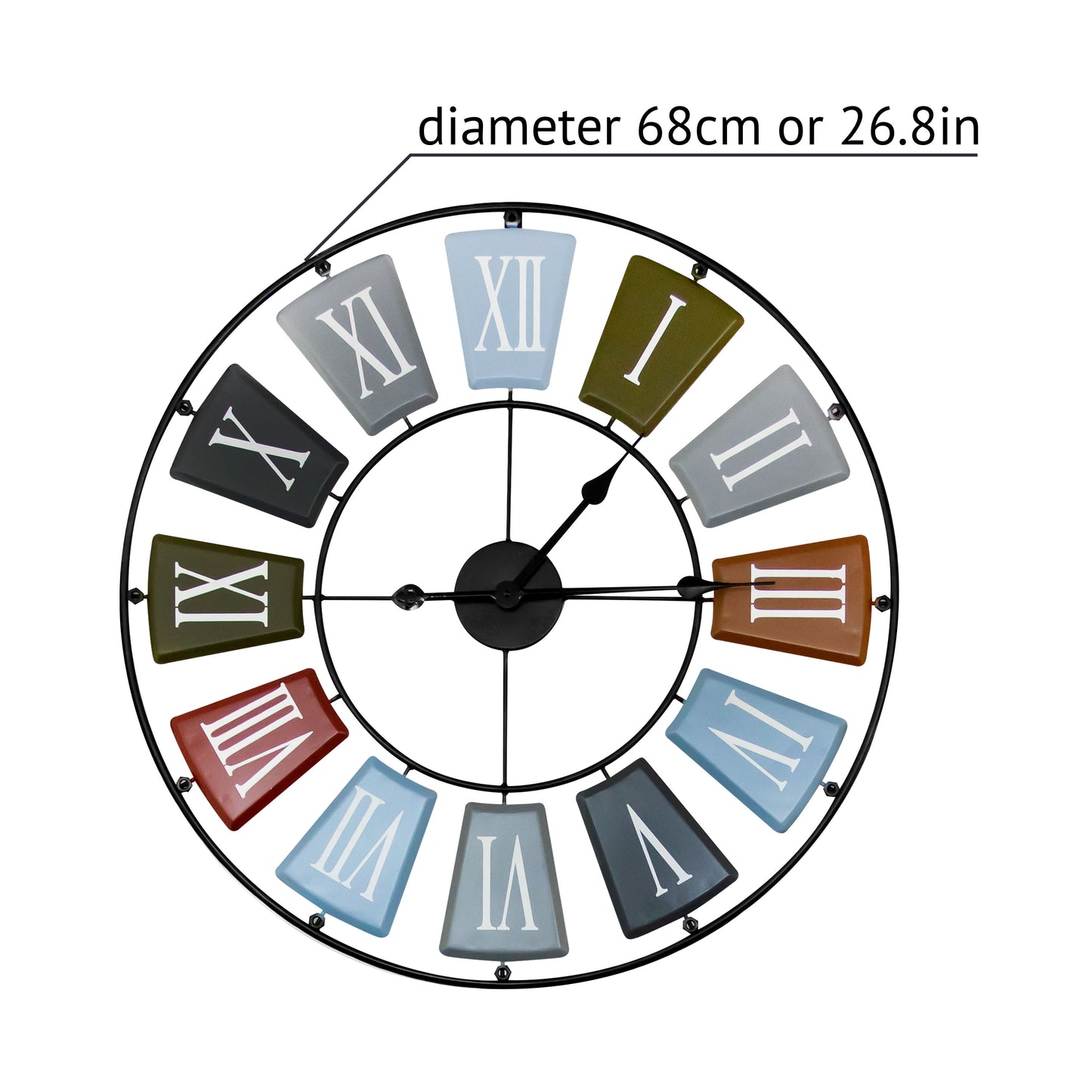 WC2149 - Earth Colours Skeleton Roman Wall Clock - 68 cm / 27 in