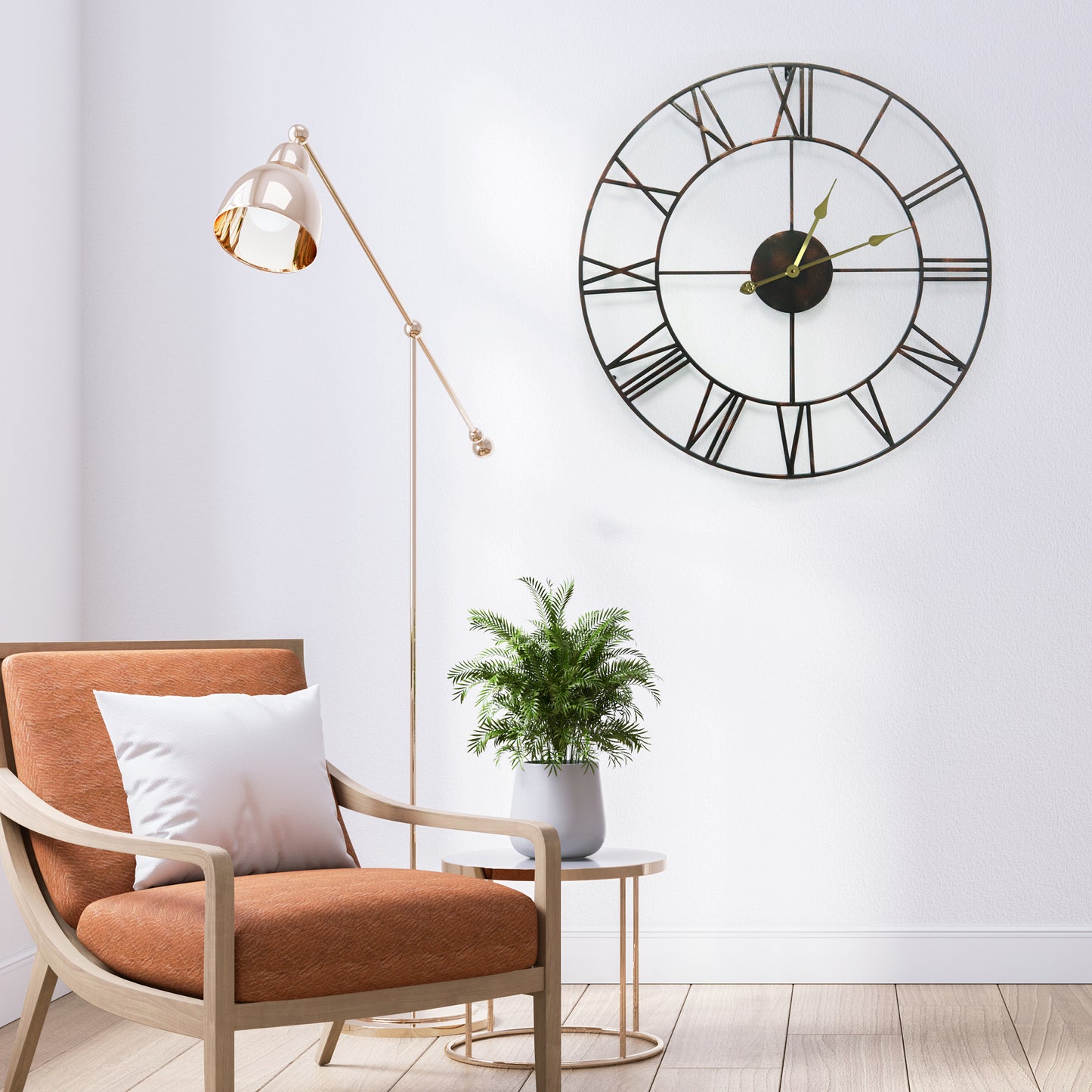 WC2153 - Large Roman Iron Clock - 29 in