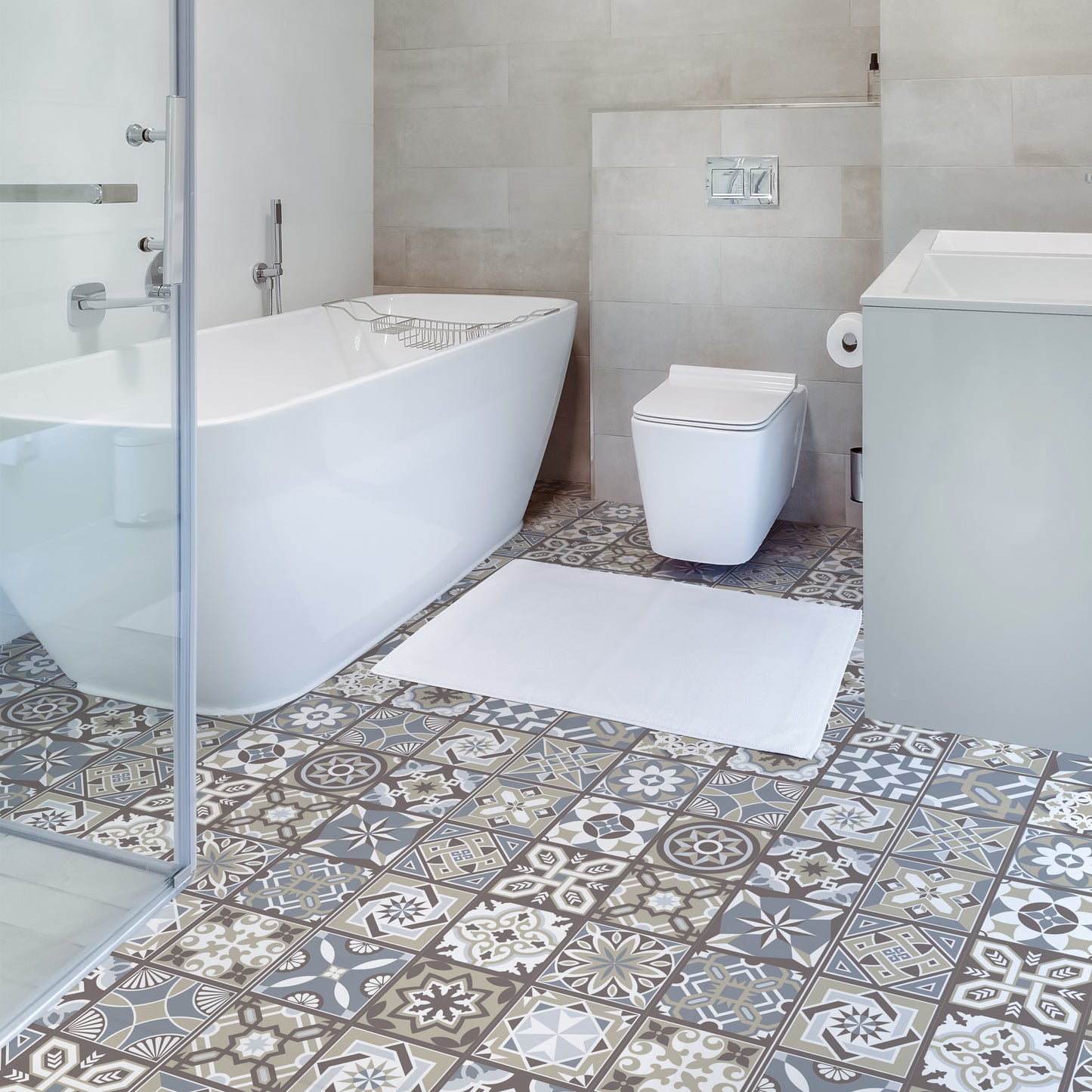 WFS6002 - Limestone Spanish Tiles Floor Stickers 120cm x 60 cm