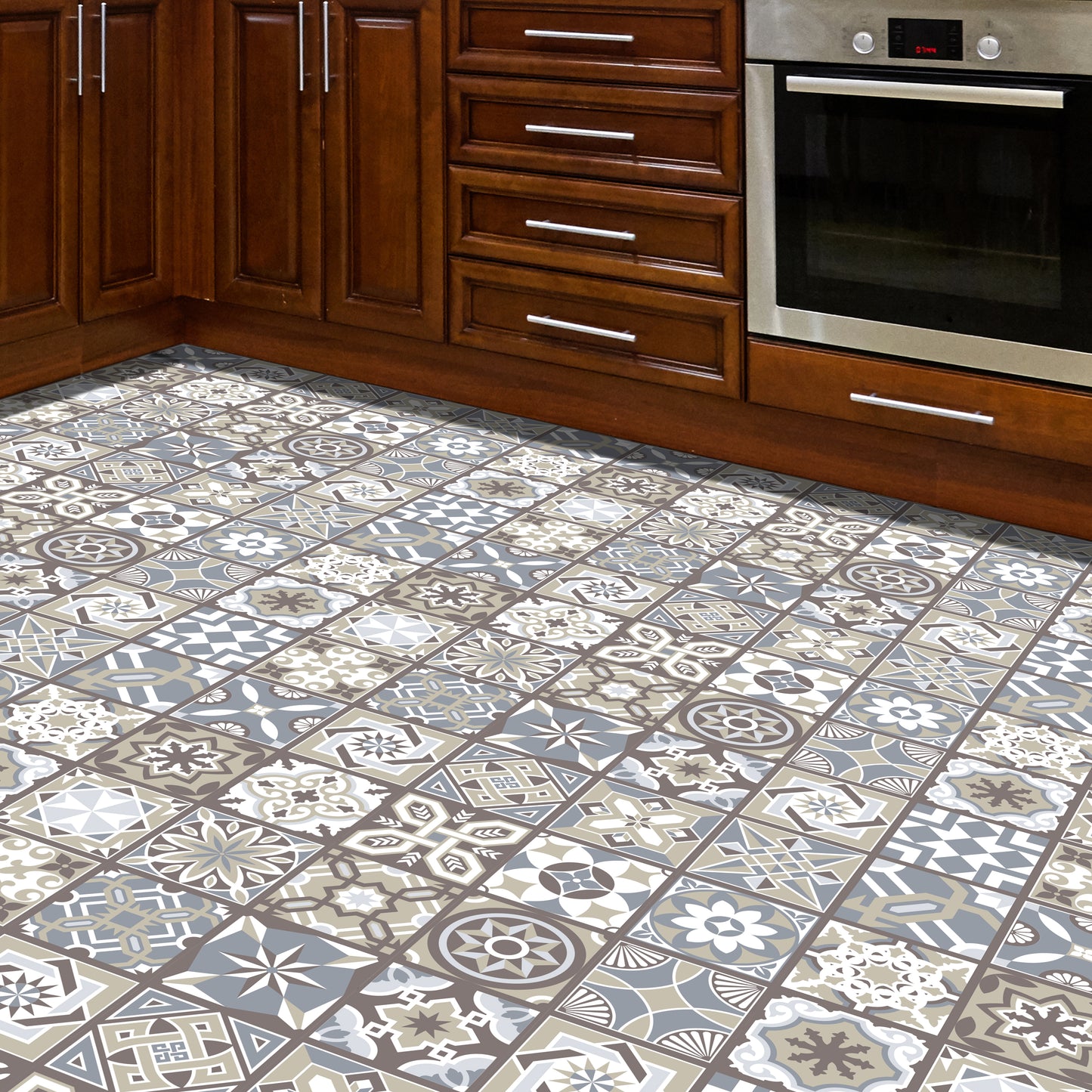 WFS6002 - Limestone Spanish Tiles Floor Stickers 120cm x 60 cm
