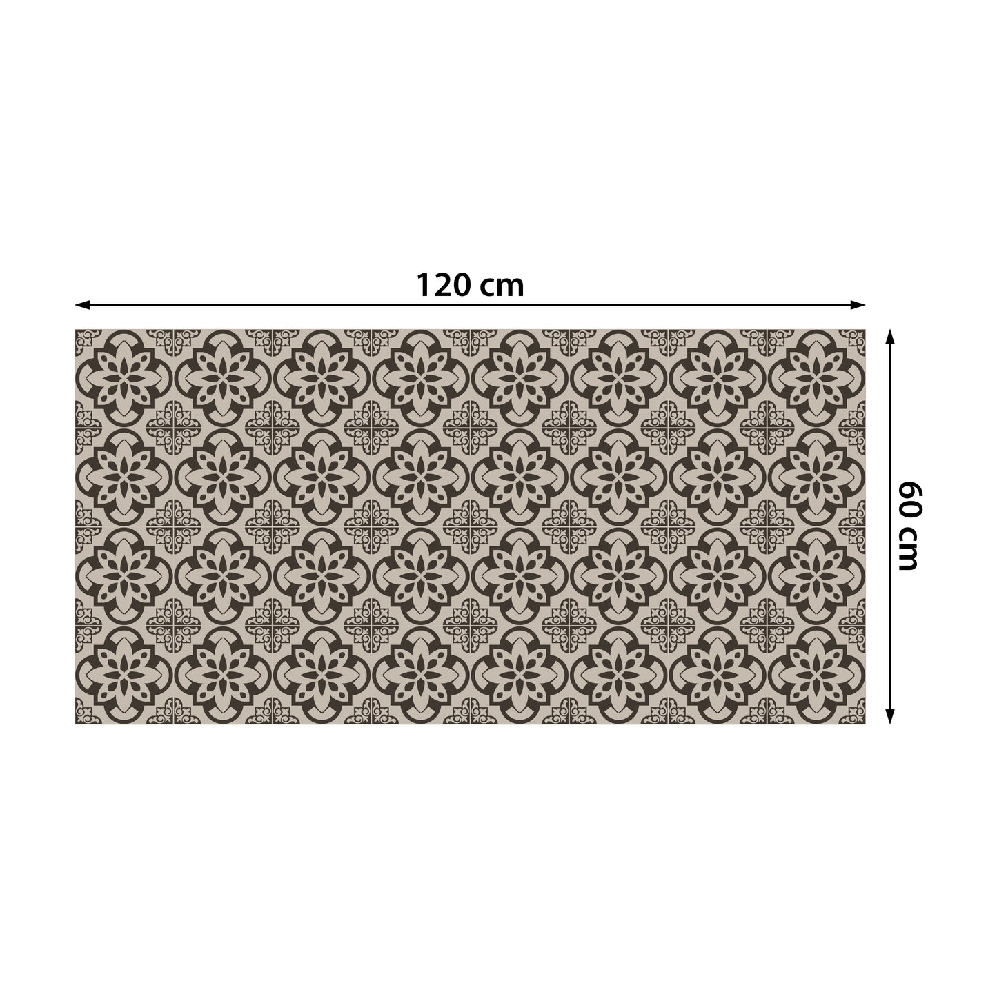 WFS6015 - Antique French Floral Tiles Floor Stickers 120cm x 60 cm